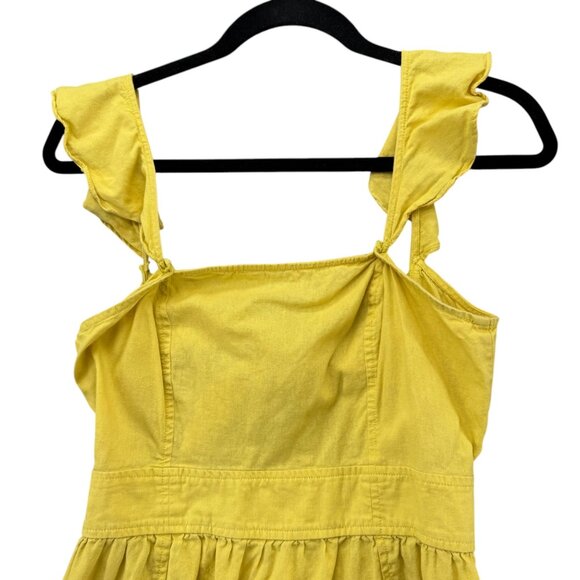 Chelsea & Violet Prairie Blues Linen Dress Yellow Sleeveless Tie Back Pleat Sz S - Picture 4 of 16